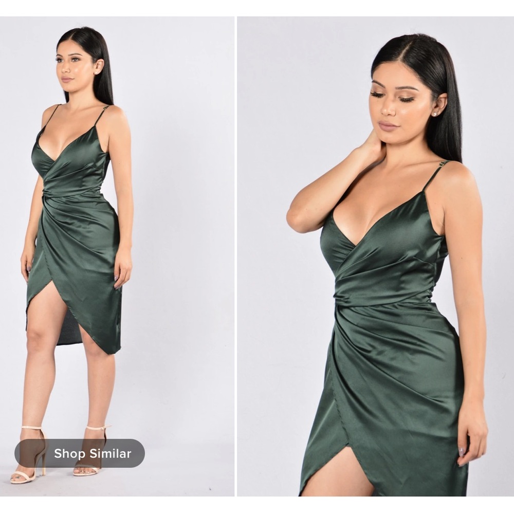 Satin olive dress
